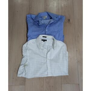 Mens Lot Of 2 Banana Republic Long Sleeve Button Down Dress Shirts White Blue M